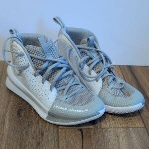 Under Armour White and Gray High-Top Athletic Shoes